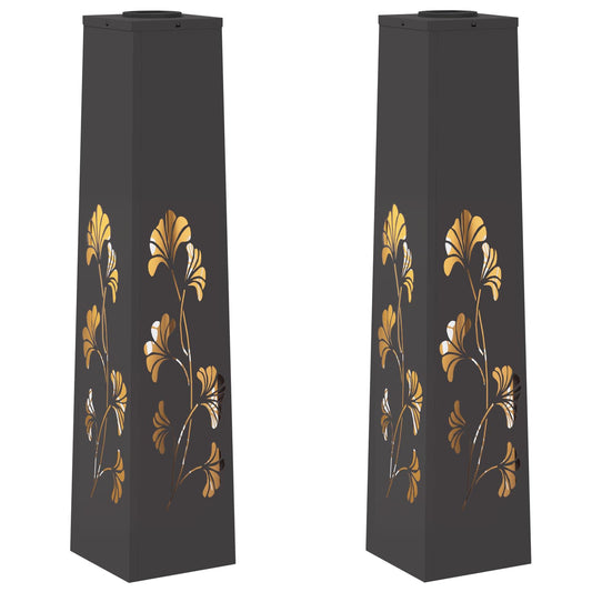 Solar LED Weg Licht 2 pcs Schwarz Kalt gewalzter Stahl