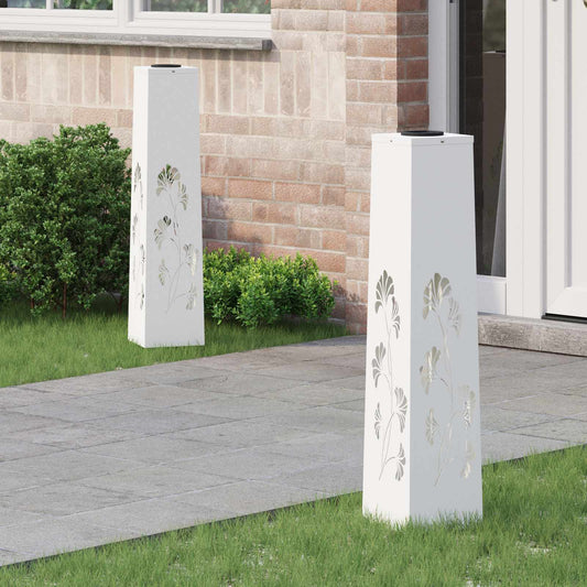 Solar LED Weg Licht 2 pcs Weiß Kalt gewalzter Stahl