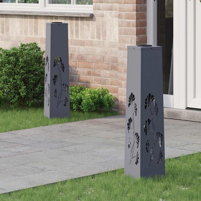 Solar LED Weg Licht 2 pcs Anthrazit Kalt gewalzter Stahl