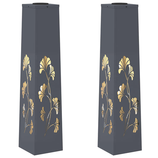 Solar LED Weg Licht 2 pcs Anthrazit Kalt gewalzter Stahl