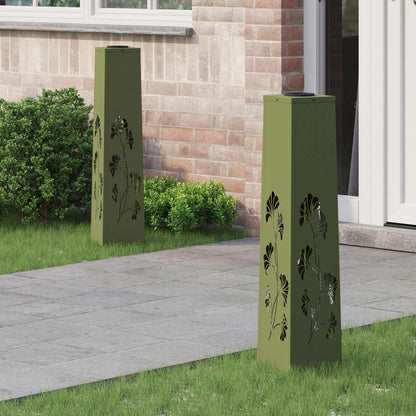 Solar LED Weg Licht 2 pcs Olive Grün Kalt gewalzter Stahl