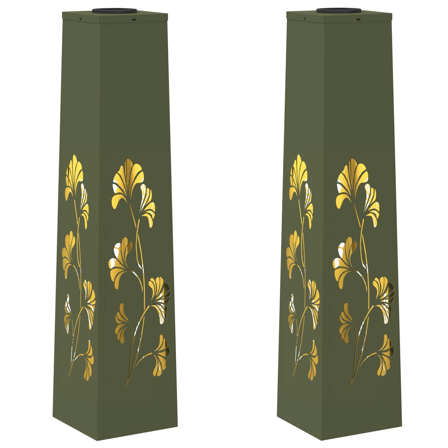 Solar LED Weg Licht 2 pcs Olive Grün Kalt gewalzter Stahl