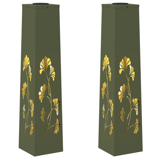 Solar LED Weg Licht 2 pcs Olive Grün Kalt gewalzter Stahl