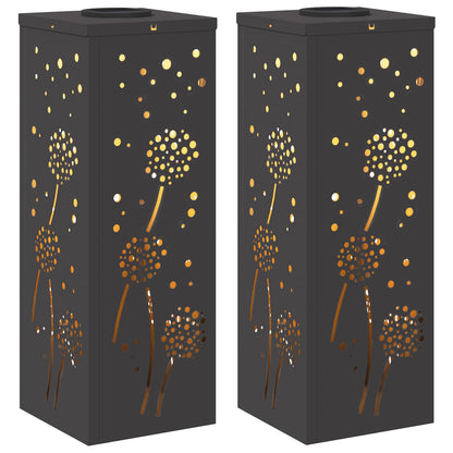 Solar LED Weg Licht 2 pcs Schwarz Kalt gewalzter Stahl