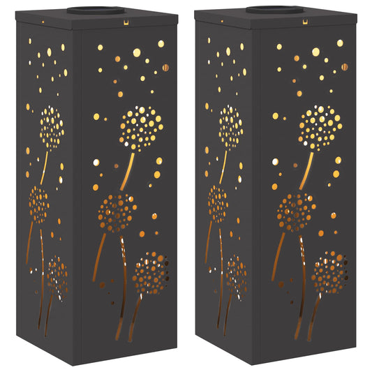 Solar LED Weg Licht 2 pcs Schwarz Kalt gewalzter Stahl