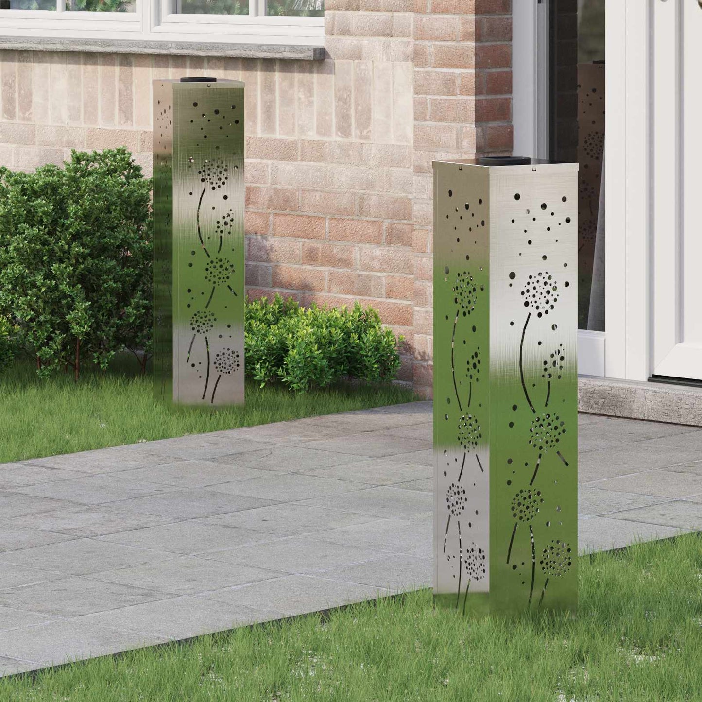 Solar LED Weg Licht 2 pcs Silber Edelstahl