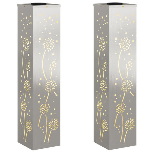 Solar LED Weg Licht 2 pcs Silber Edelstahl