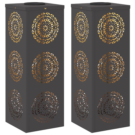 Solar LED Weg Licht 2 pcs Schwarz Kalt gewalzter Stahl