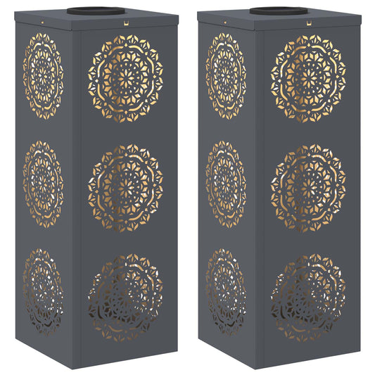 Solar LED Weg Licht 2 pcs Anthrazit Kalt gewalzter Stahl