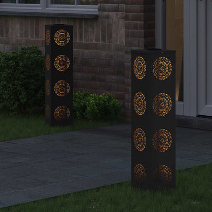 Solar LED Weg Licht 2 pcs Schwarz Kalt gewalzter Stahl