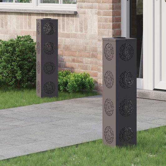 Solar LED Weg Licht 2 pcs Schwarz Kalt gewalzter Stahl