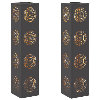 Solar LED Weg Licht 2 pcs Schwarz Kalt gewalzter Stahl