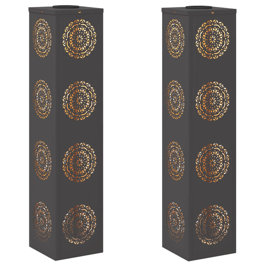 Solar LED Weg Licht 2 pcs Schwarz Kalt gewalzter Stahl