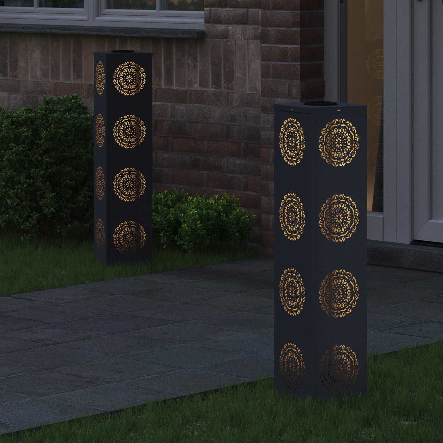 Solar LED Weg Licht 2 pcs Anthrazit Kalt gewalzter Stahl