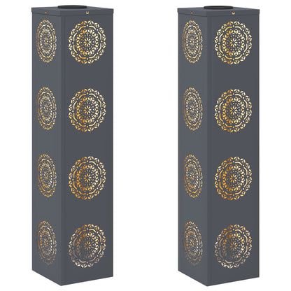 Solar LED Weg Licht 2 pcs Anthrazit Kalt gewalzter Stahl