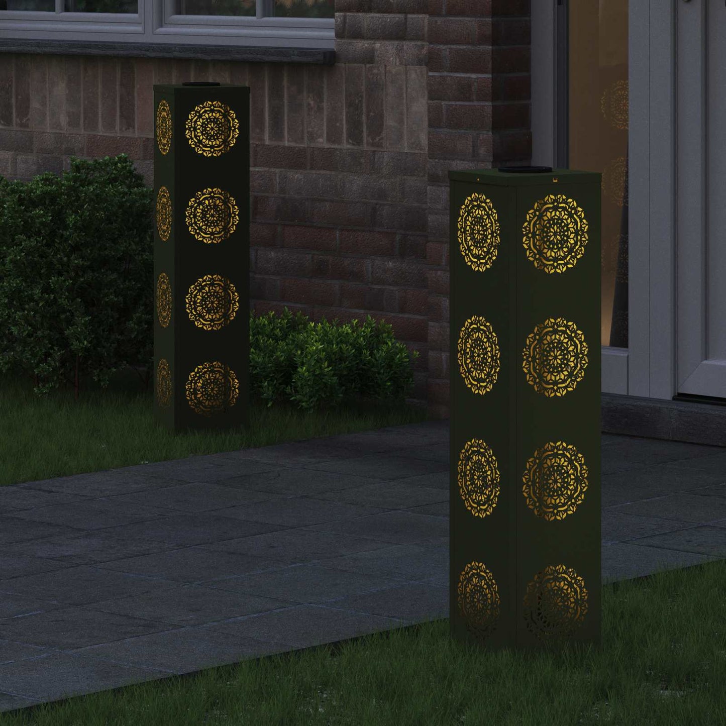 Solar LED Weg Licht 2 pcs Olive Grün Kalt gewalzter Stahl