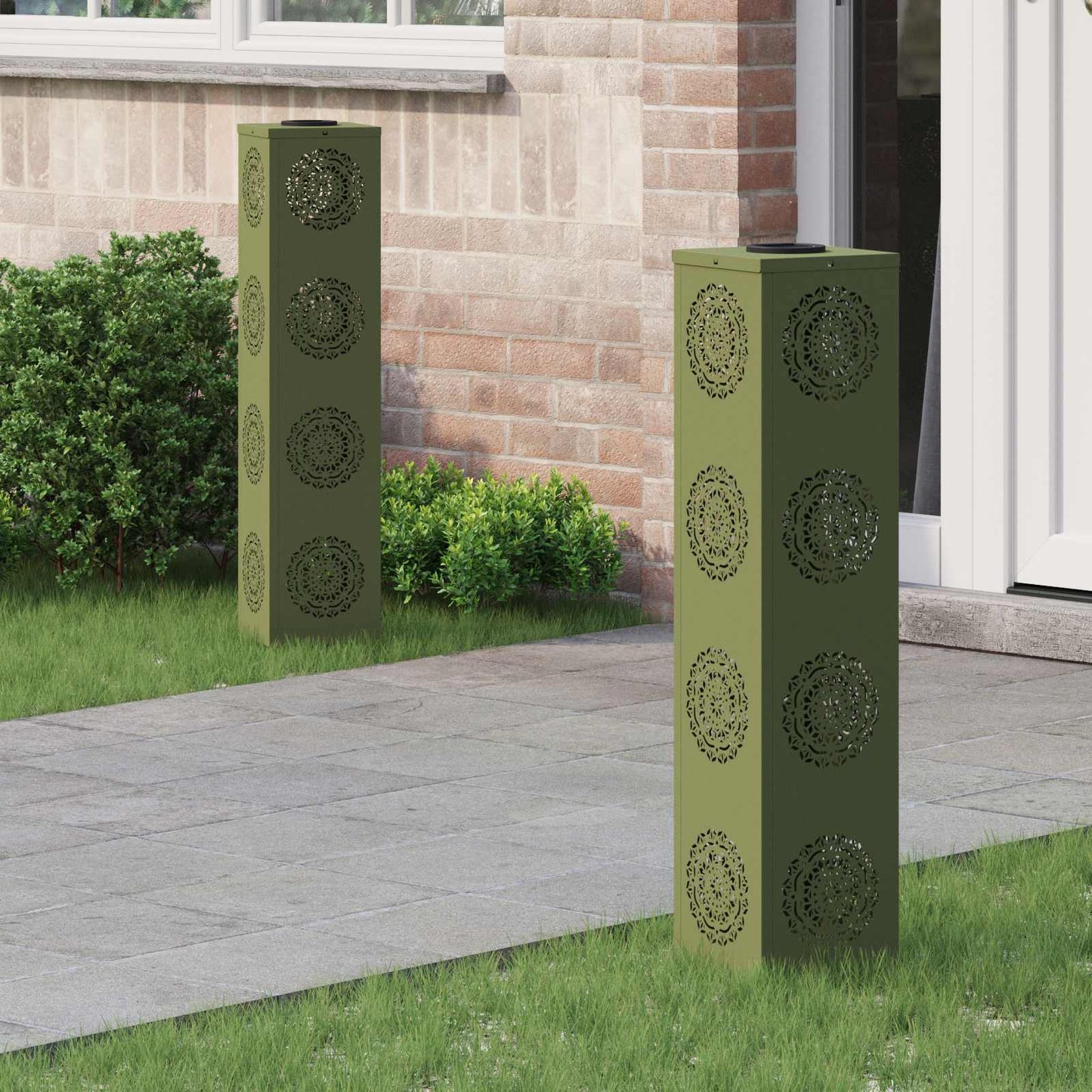 Solar LED Weg Licht 2 pcs Olive Grün Kalt gewalzter Stahl