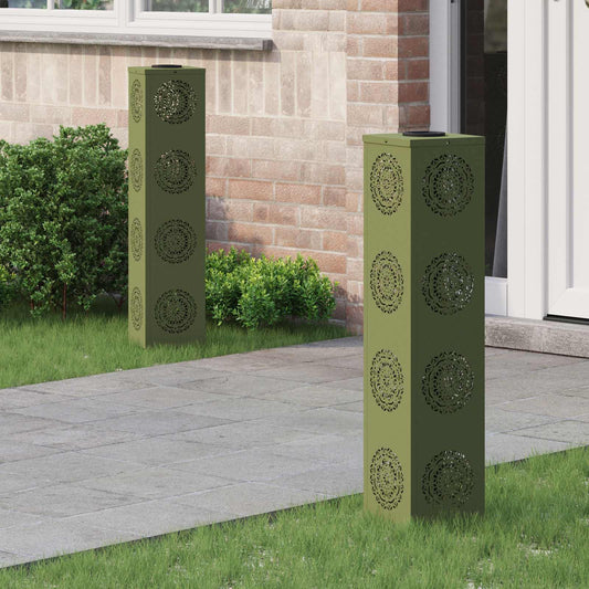 Solar LED Weg Licht 2 pcs Olive Grün Kalt gewalzter Stahl