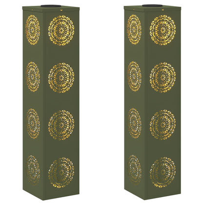 Solar LED Weg Licht 2 pcs Olive Grün Kalt gewalzter Stahl