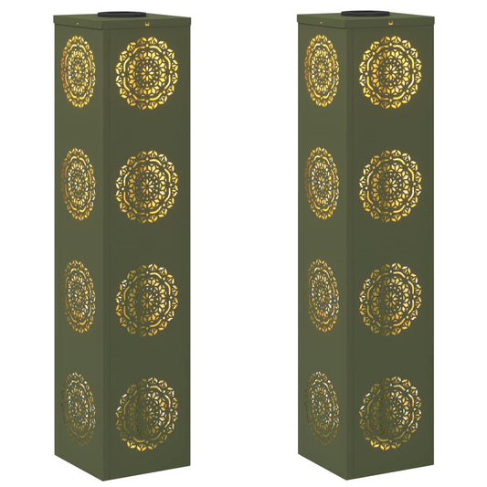 Solar LED Weg Licht 2 pcs Olive Grün Kalt gewalzter Stahl