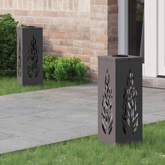 Solar LED Weg Licht 2 pcs Schwarz Kalt gewalzter Stahl