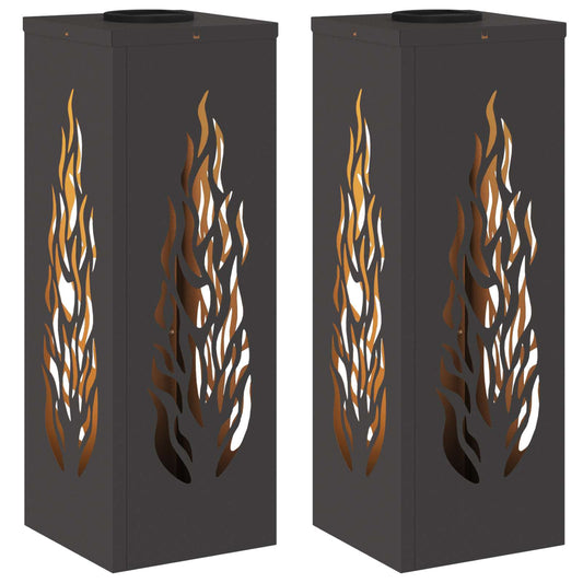 Solar LED Weg Licht 2 pcs Schwarz Kalt gewalzter Stahl