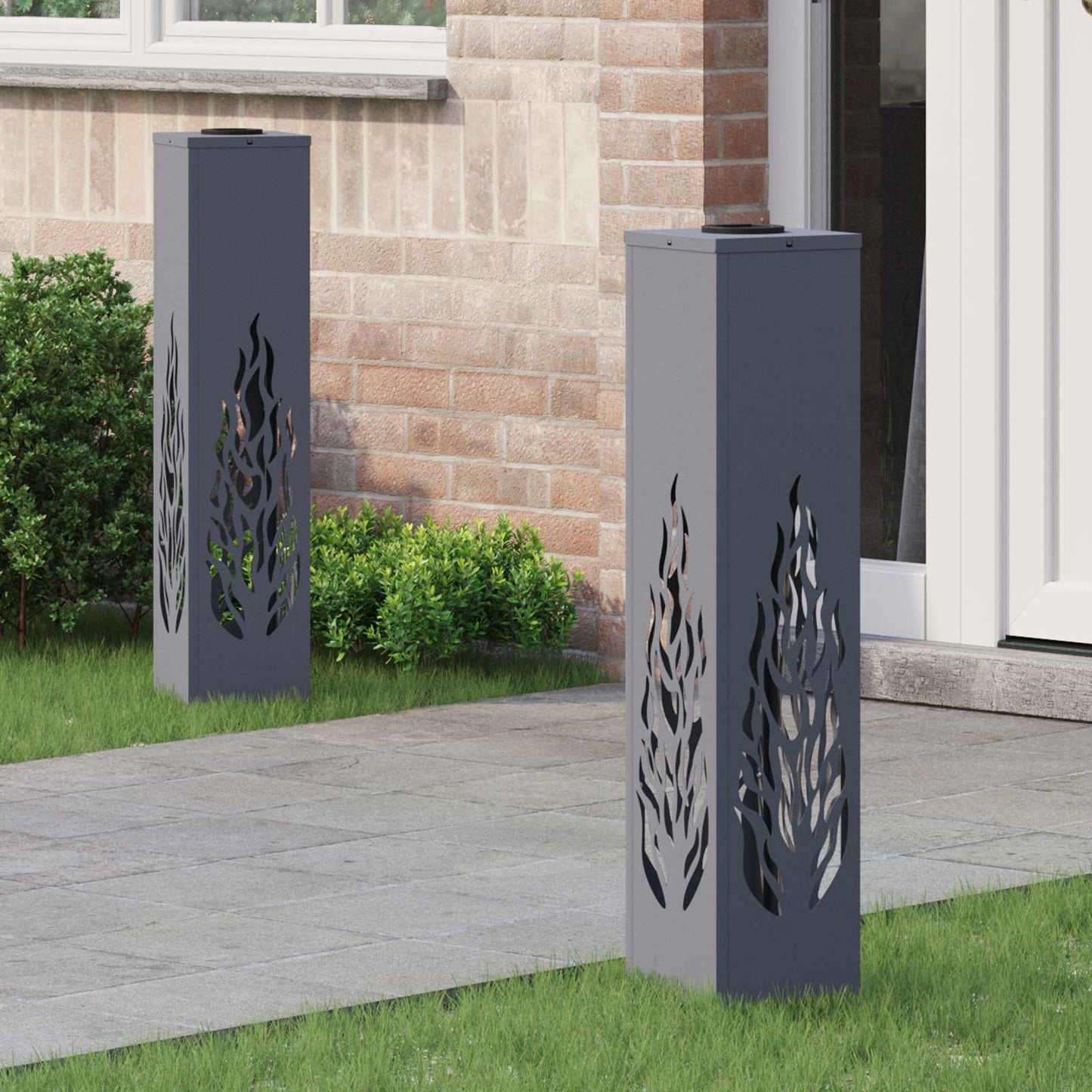 Solar LED Weg Licht 2 pcs Anthrazit Kalt gewalzter Stahl