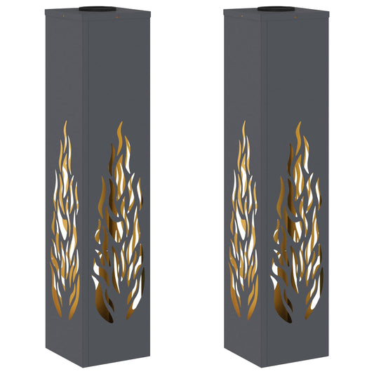 Solar LED Weg Licht 2 pcs Anthrazit Kalt gewalzter Stahl