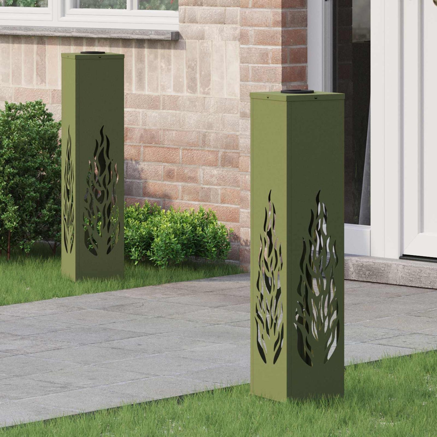 Solar LED Weg Licht 2 pcs Olive Grün Kalt gewalzter Stahl