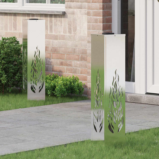 Solar LED Weg Licht 2 pcs Silber Edelstahl