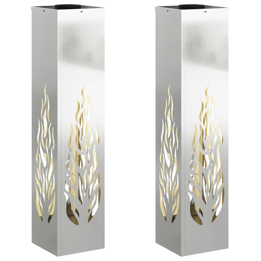 Solar LED Weg Licht 2 pcs Silber Galvanisiertes Stahl