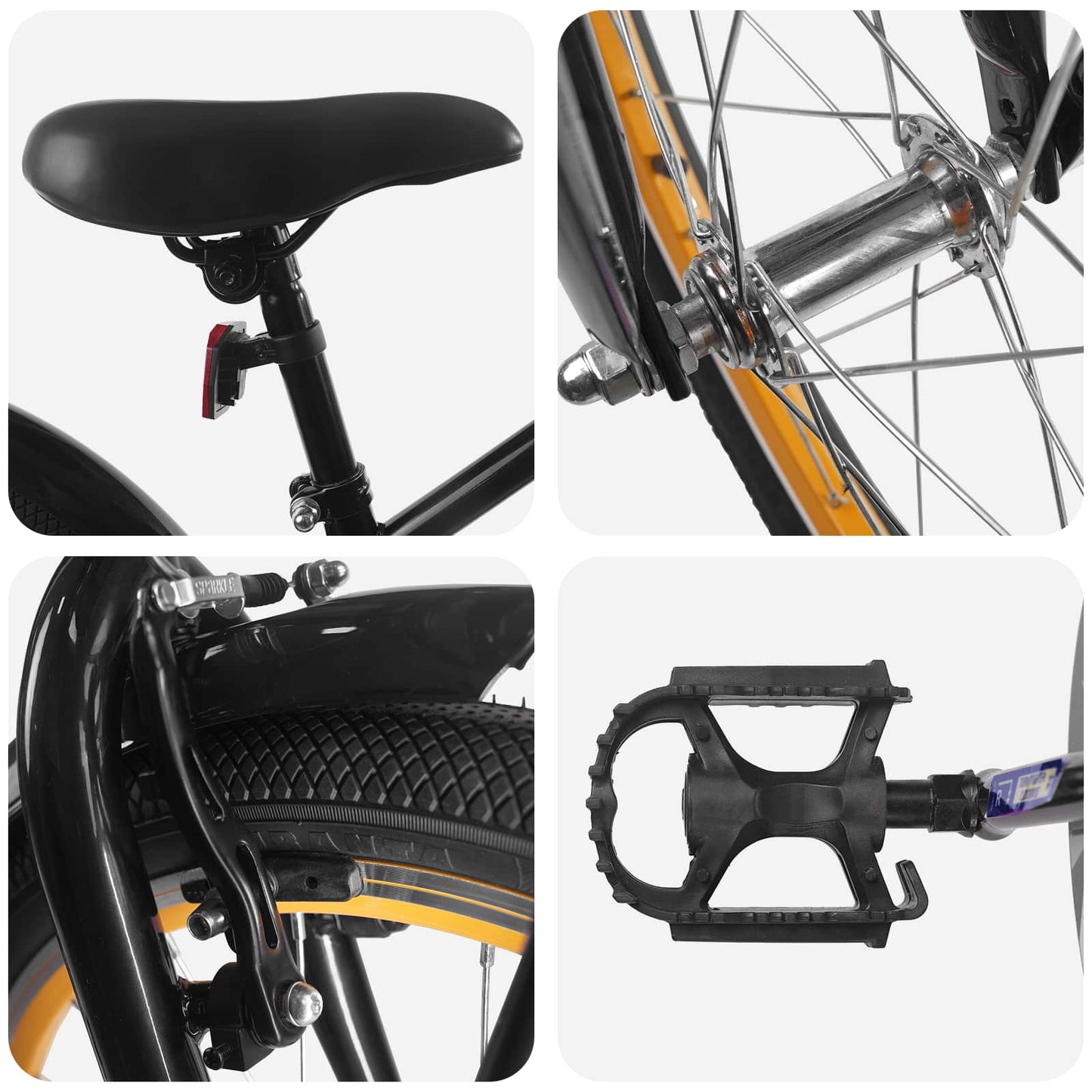 Kinderfahrrad 20 Zoll für 6-11 Jahre alt Schwarz