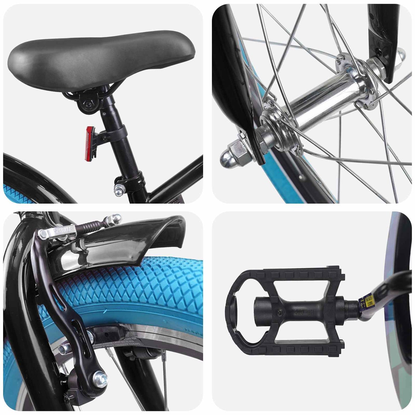 Kinderfahrrad 20 Zoll für 6-11 Jahre alt Schwarz