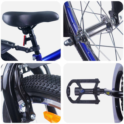 Kinderfahrrad 20 Zoll für 6-11 Jahre alt Blau Schwarz