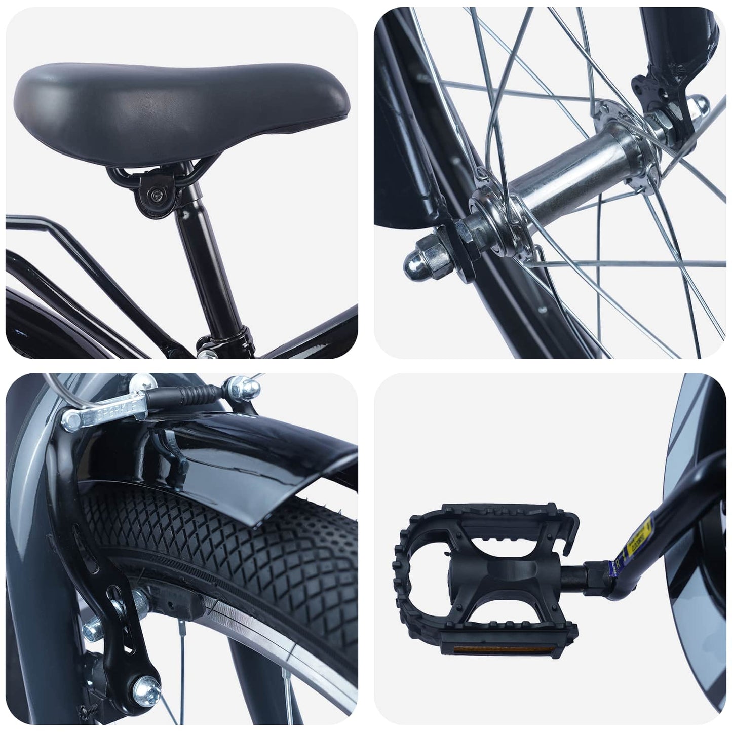 Kinderfahrrad 20 Zoll für 6-11 Jahre alt Schwarz