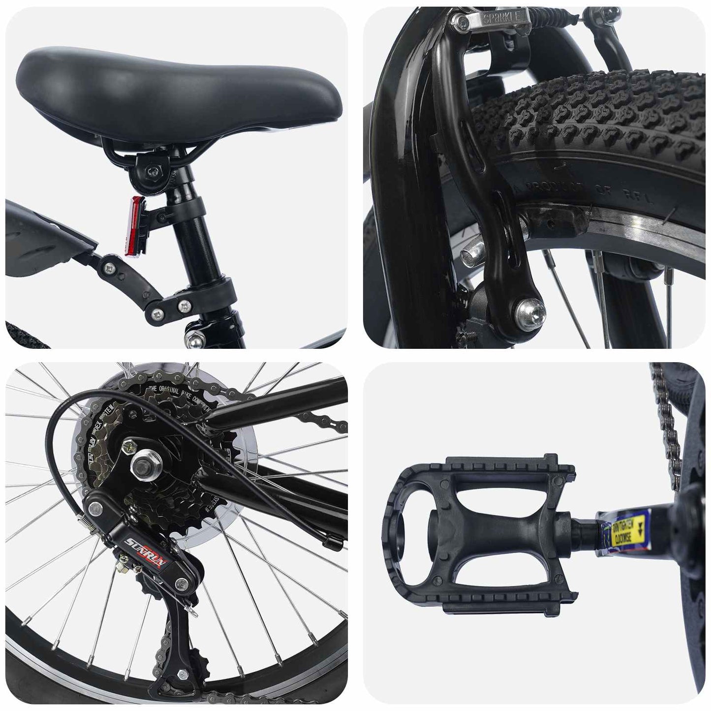 Kinderfahrrad 24 Zoll 6-Speed für 8-12 Jahre alt Schwarz