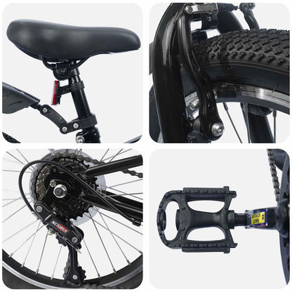 Kinderfahrrad 24 Zoll 6-Speed für 8-12 Jahre alt Schwarz