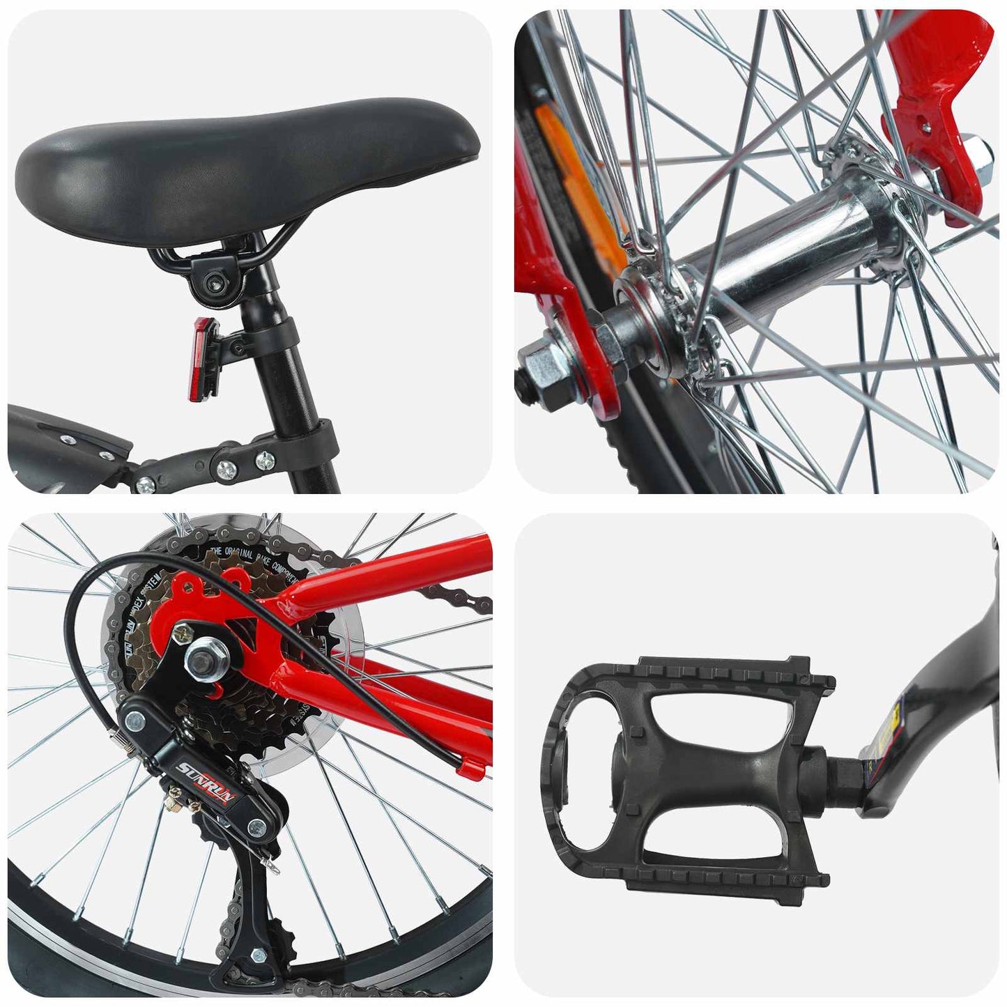 Kinderfahrrad 20 Zoll 6-Speed für 6-11 Jahre alt Rot