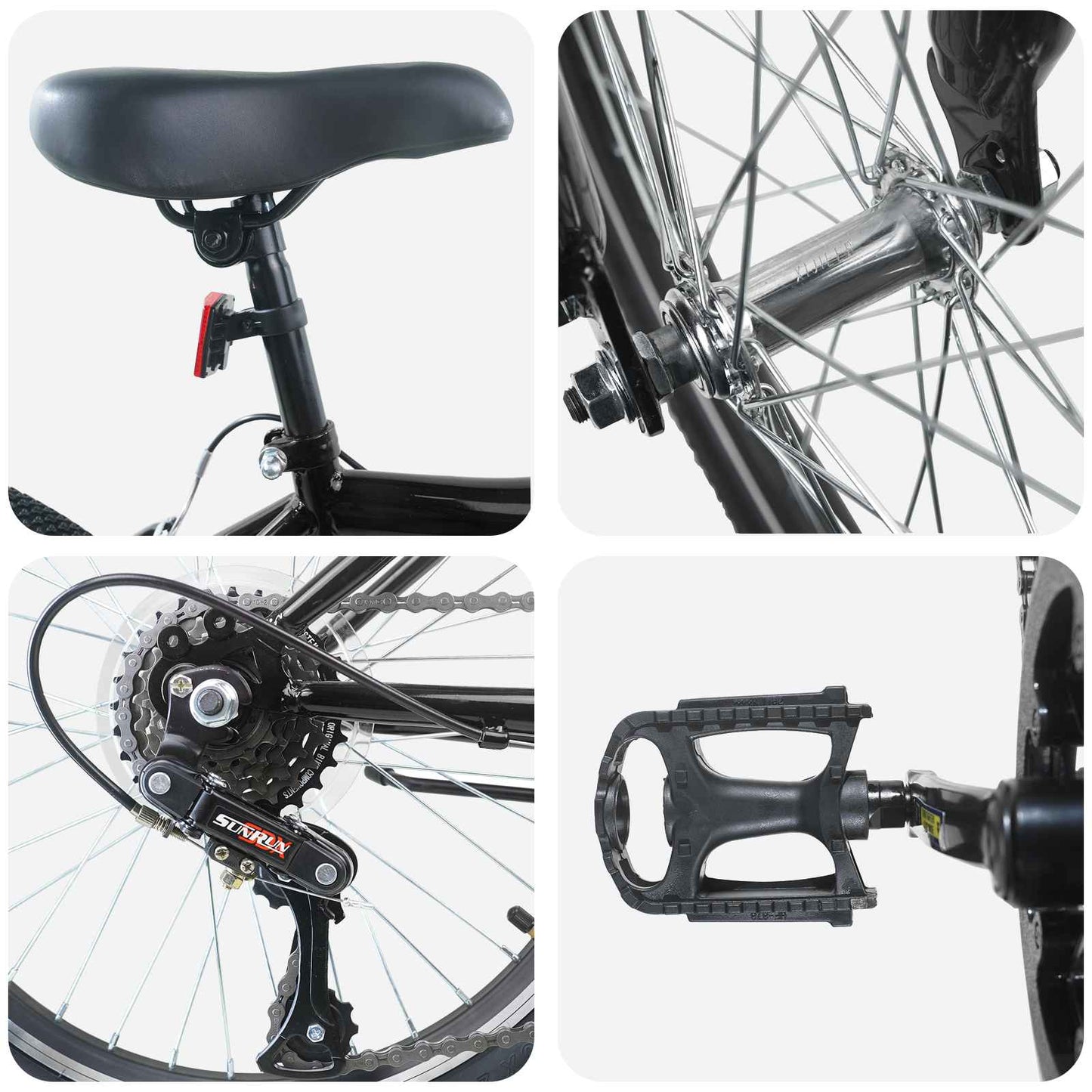 Kinderfahrrad 20 Zoll 6-Speed für 6-11 Jahre alt Schwarz