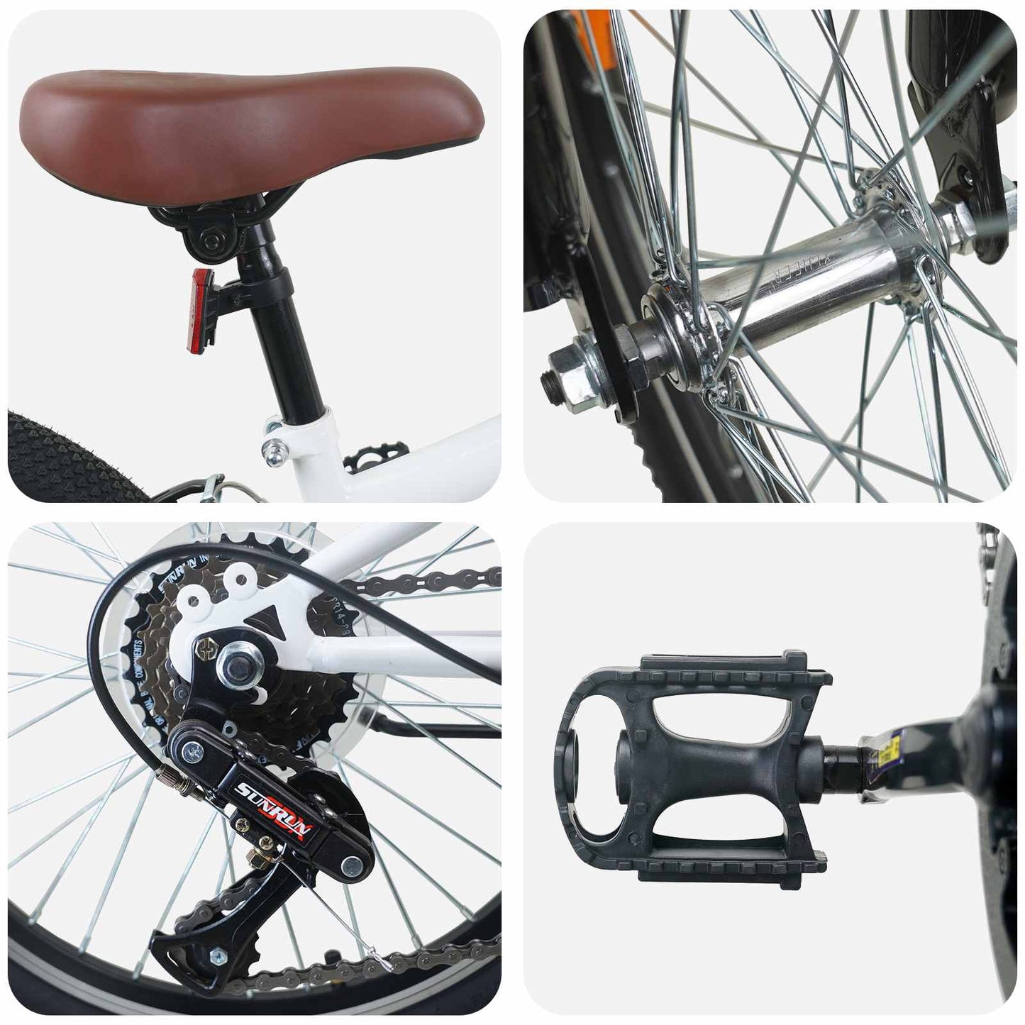 Kids Mountain Bike 24 Zoll 6-Speed für 8-12 Jahre alt Weiß