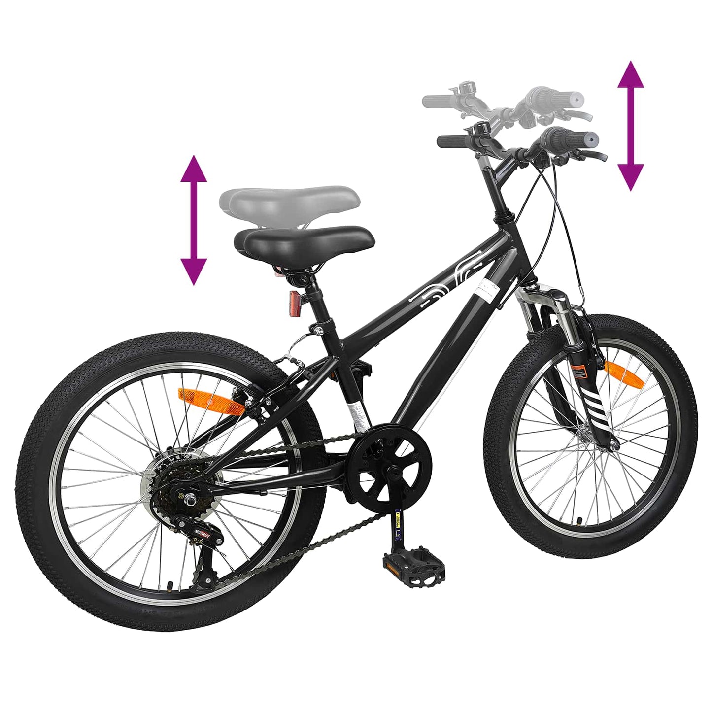 Kids Mountain Bike 20 Zoll 6-Speed für 5-8 Jahre alt Schwarz