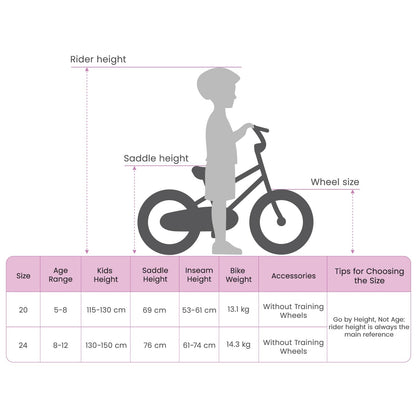 Mountain bike da 20 pollici a 6 velocità per bambini dai 5 agli 8 anni, nera
