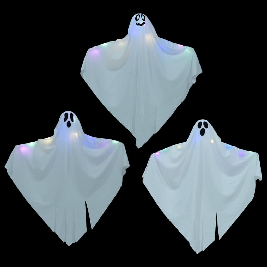Fantasma di Halloween da appendere 3 pezzi Bianco 52 x 62 cm Poliestere