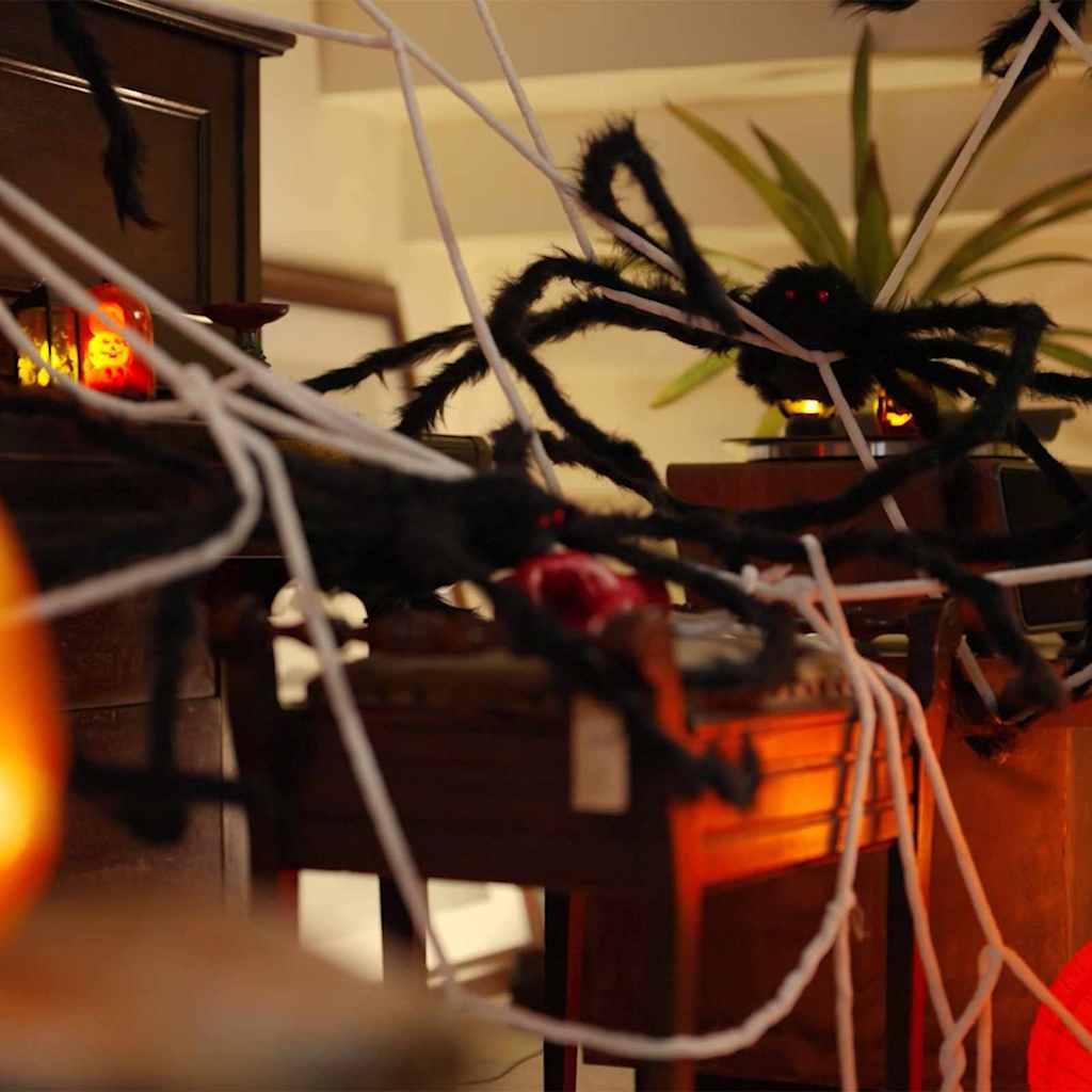 Halloween-Spinnendekoration mit Netzen 2 pcs Schwarz und Weiß