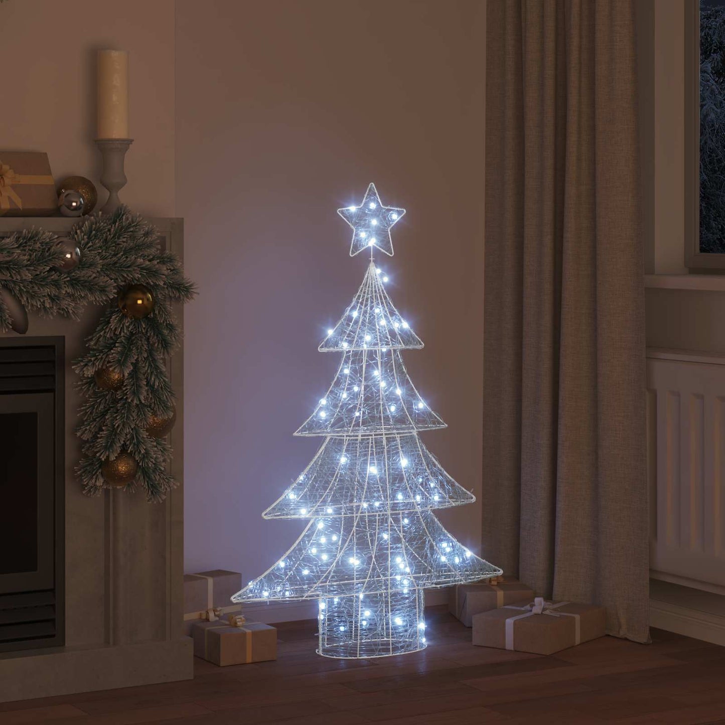 Weihnachtsbaum mit 100 LEDs Kaltweiß 122 cm Acryl