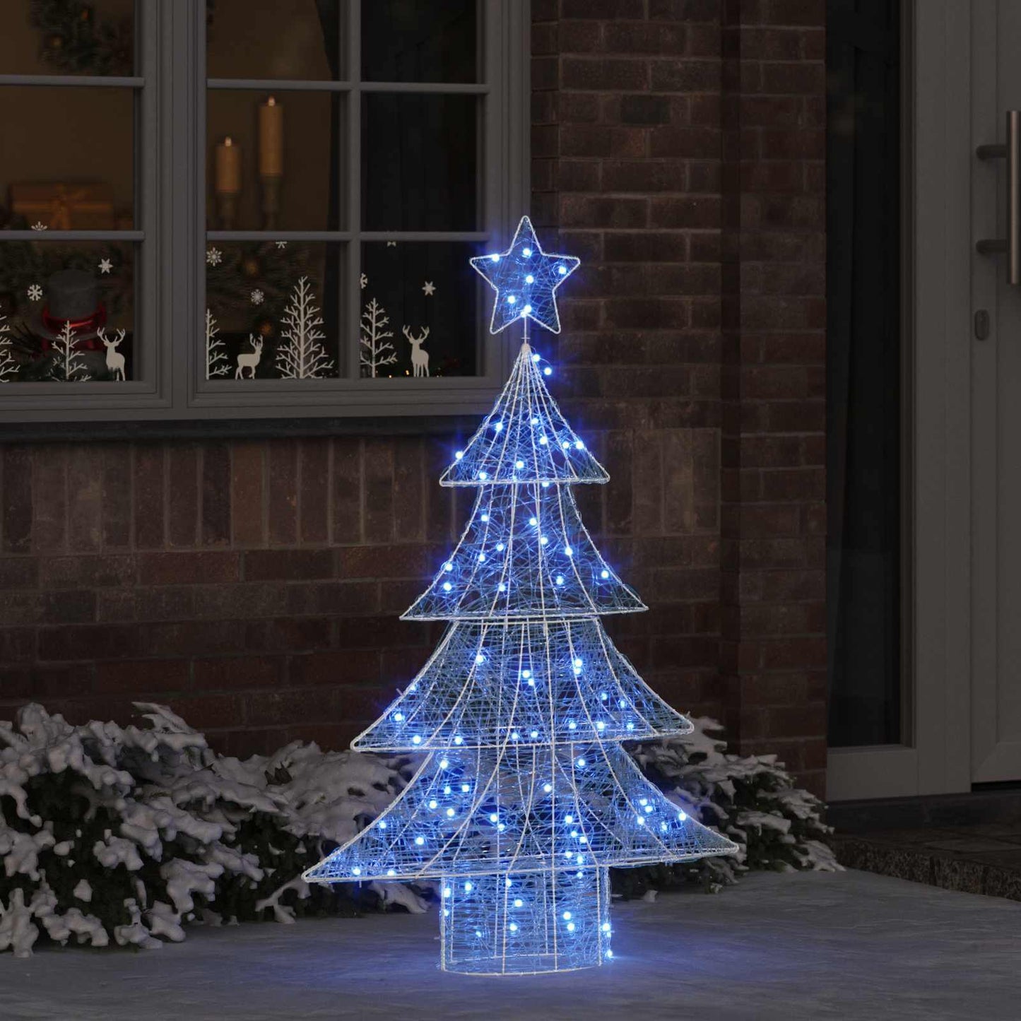 Albero di Natale con 100 LED blu, 120 cm, acrilico