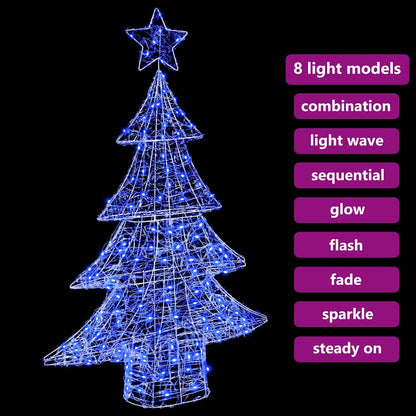 Albero di Natale con 100 LED blu, 122 cm, acrilico