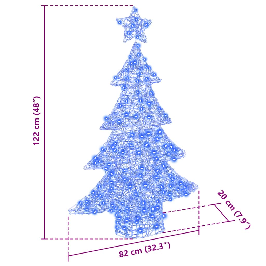 Albero di Natale con 100 LED blu, 120 cm, acrilico