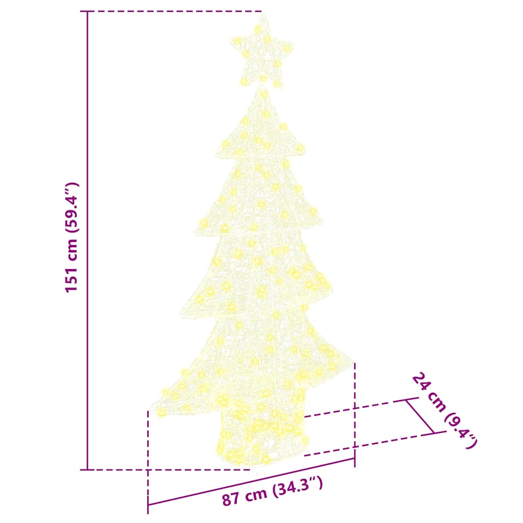 Weihnachtsbaum mit 160 LEDs Warmweiß 150 cm Acryl