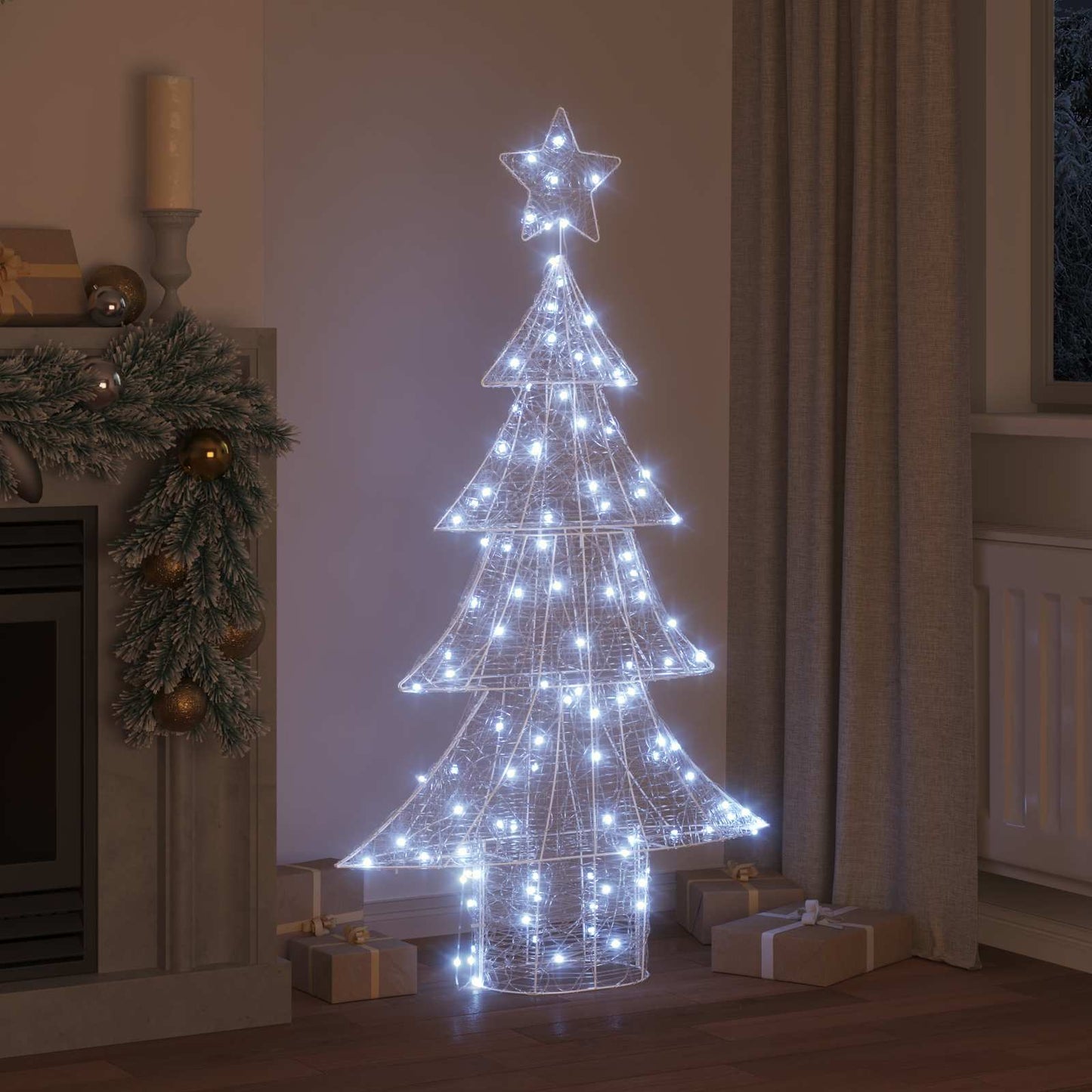 Weihnachtsbaum mit 160 LEDs Kaltweiß 151 cm Acryl